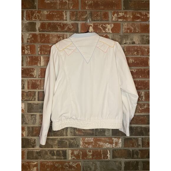 Vintage Mulberry Street Jacket Medium White w/ Pastel Details Retro 80s 90s - Picture 4 of 8